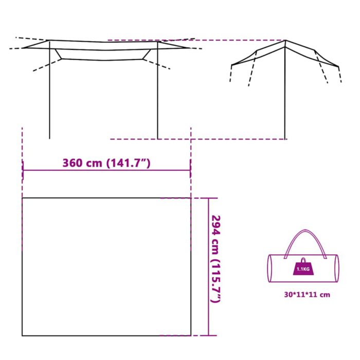 vidaXL Campingpresenning blå 360×294 cm vanntett