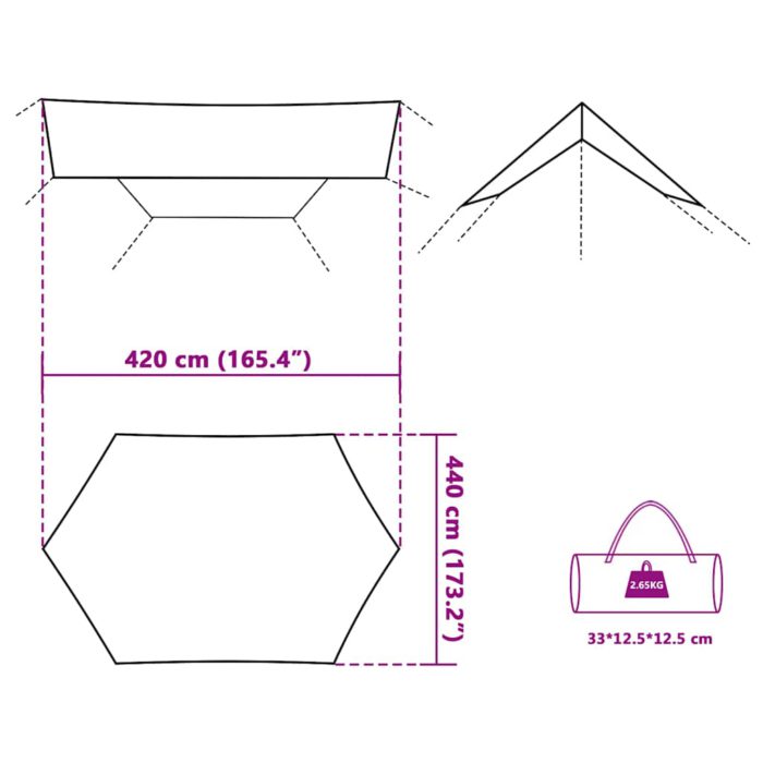 vidaXL Campingpresenning blå 420×440 cm vanntett