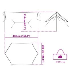 vidaXL Campingpresenning blå 430x380x210 cm vanntett