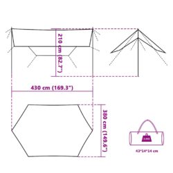vidaXL Campingpresenning oransje 430x380x210 cm vanntett