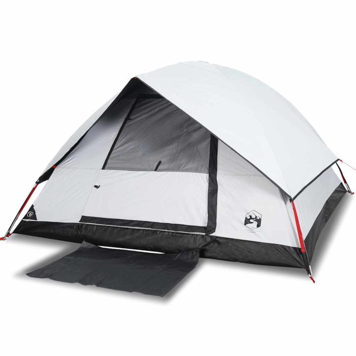 vidaXL Kuppeltelt for camping 4 personer hvit blendingsstoff vanntett