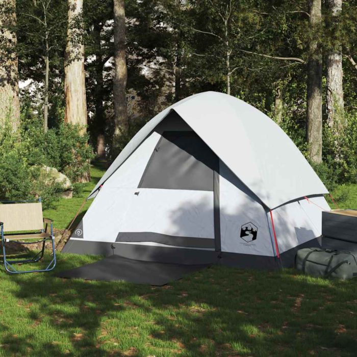 vidaXL Kuppeltelt for camping 4 personer hvit blendingsstoff vanntett