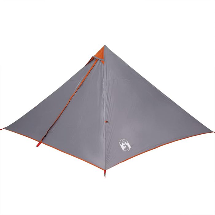vidaXL Familietelt tipi for 7 personer grå og oransje vanntett