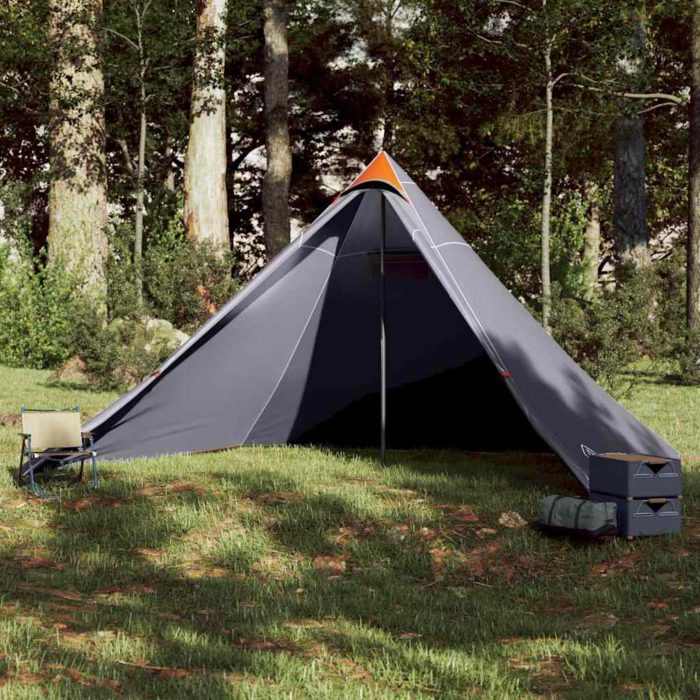 vidaXL Familietelt tipi for 7 personer grå og oransje vanntett
