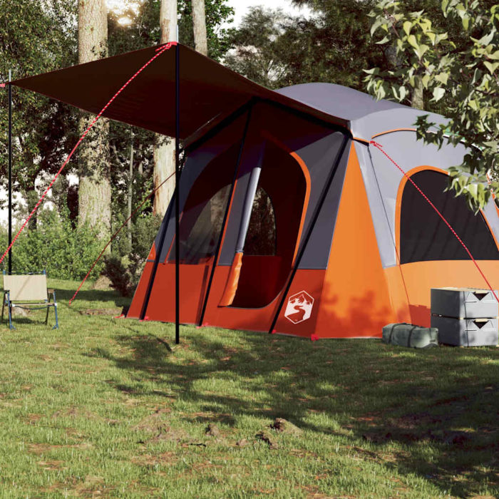 vidaXL Campingtelt 5 personer grå og oransje vanntett