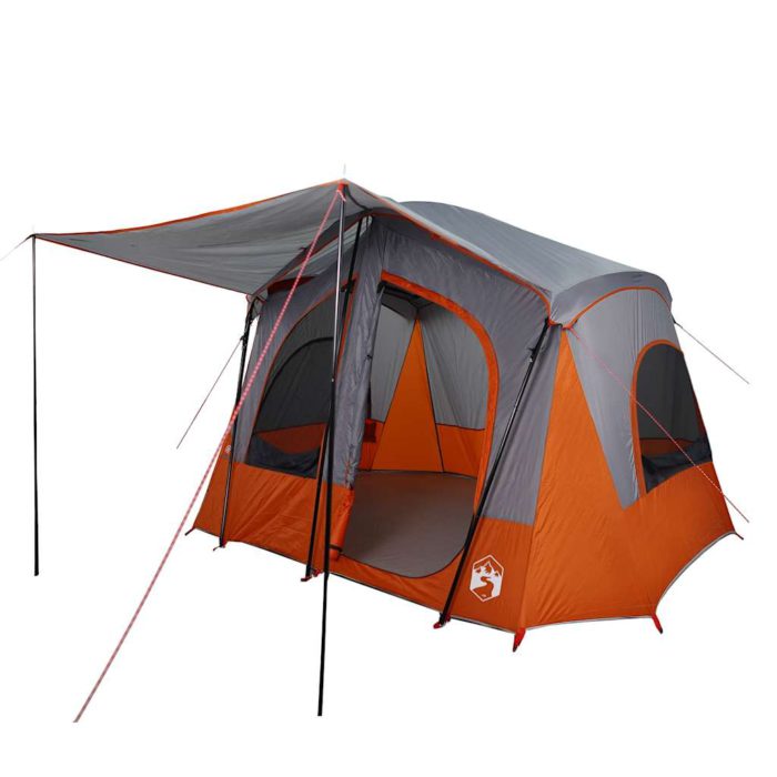 vidaXL Campingtelt 5 personer grå og oransje vanntett