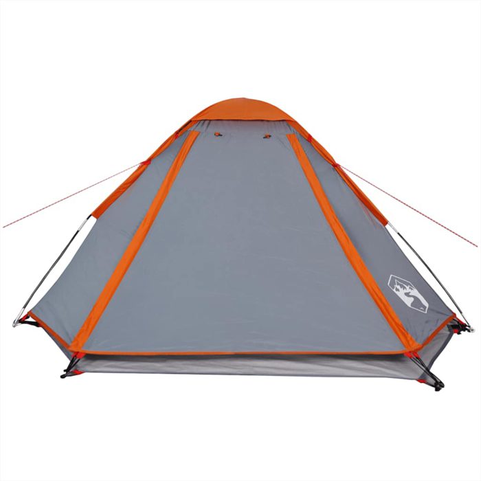 vidaXL Kuppeltelt for camping 4 personer grå og oransje vanntett