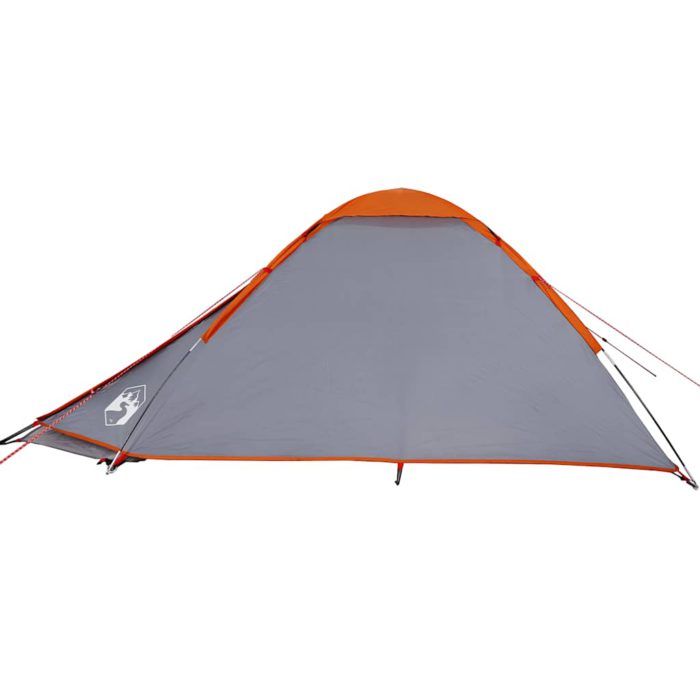 vidaXL Kuppeltelt for camping 4 personer grå og oransje vanntett