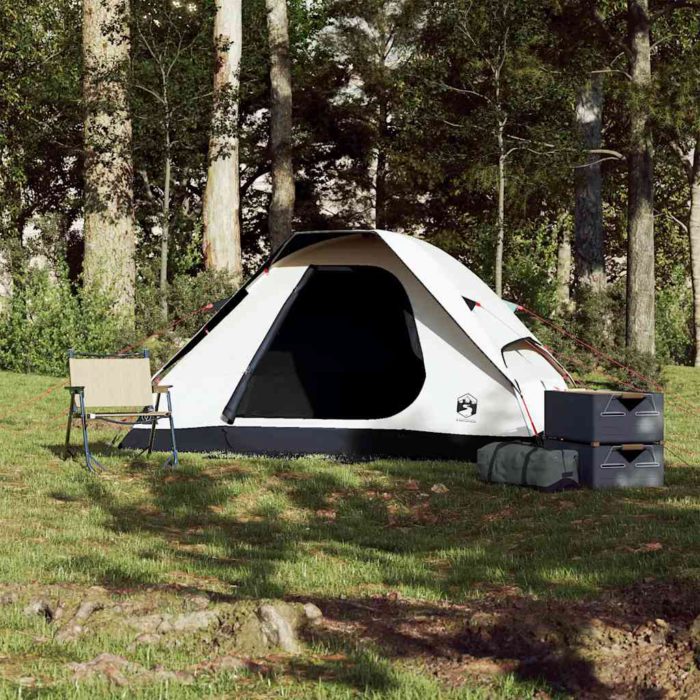 vidaXL Kuppeltelt for camping 2 personer hvit blendingsstoff vanntett