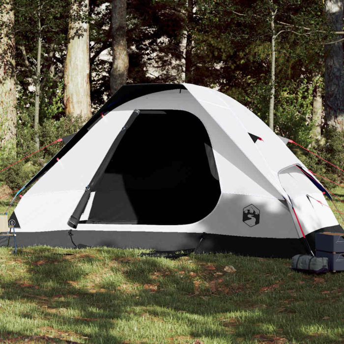 vidaXL Kuppeltelt for camping 6 personer hvit blendingsstoff vanntett