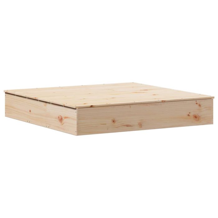 vidaXL Sandkasse med lokk 111x111x19,5 cm heltre furu