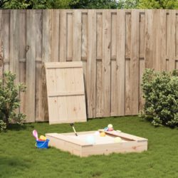 vidaXL Sandkasse med lokk 111x111x19,5 cm heltre furu
