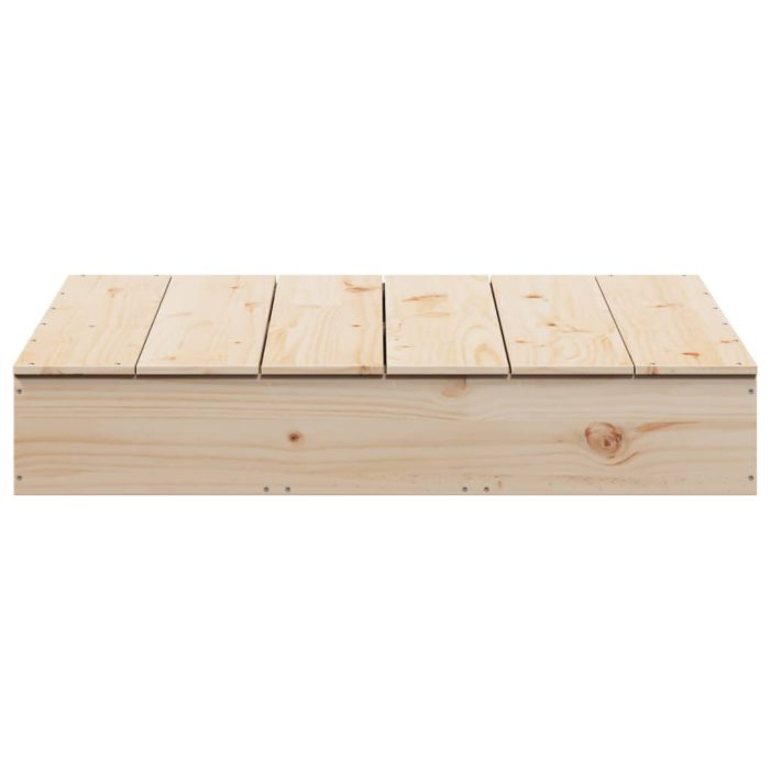 vidaXL Sandkasse med lokk 111x111x19,5 cm heltre furu