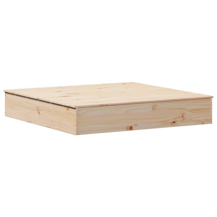 vidaXL Sandkasse med lokk 111x111x19,5 cm heltre furu
