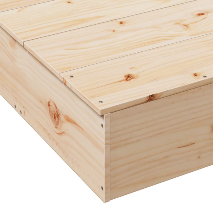 vidaXL Sandkasse med lokk 111x111x19,5 cm heltre furu