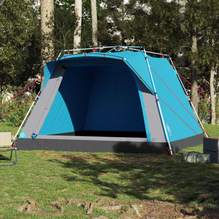 vidaXL Campingtelt 4 personer blå hurtigutløser