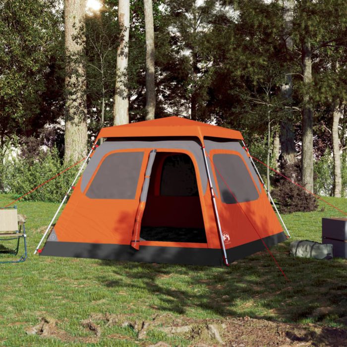 vidaXL Campingtelt 3 personer grå og oransje hurtigutløser