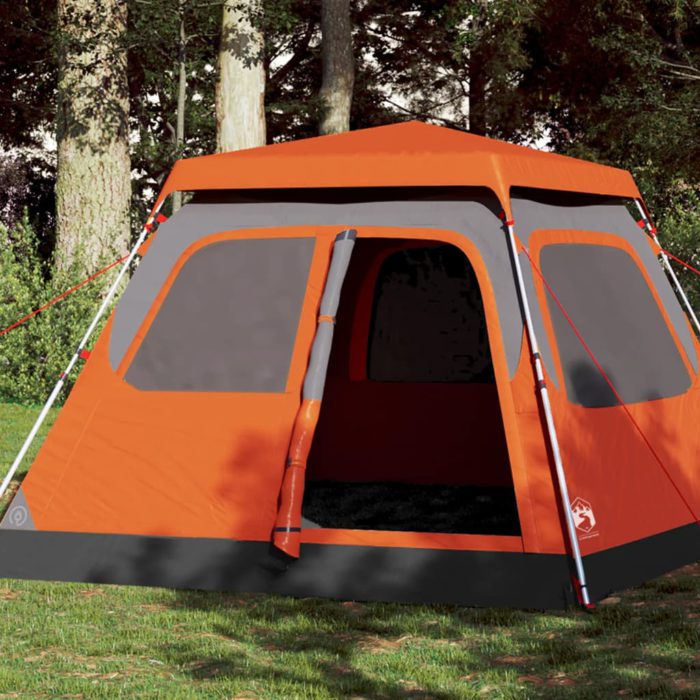 vidaXL Campingtelt 3 personer grå og oransje hurtigutløser