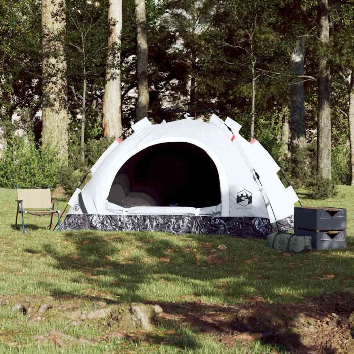 vidaXL Campingtelt 2 personer hvit blendingsstoff hurtigutløser