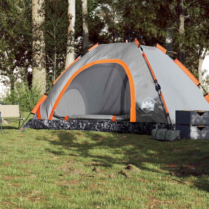vidaXL Campingtelt 5 personer grå og oransje hurtigutløser