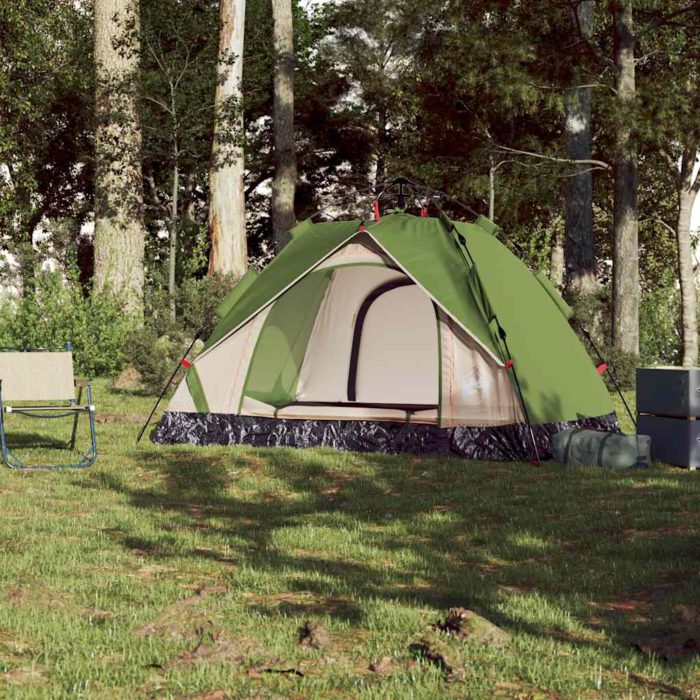 vidaXL Kuppeltelt for camping 2 personer grønn hurtigutløser