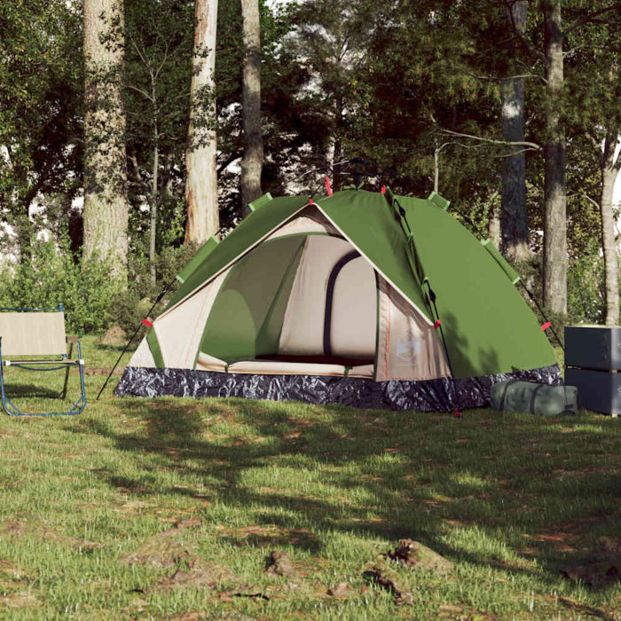 vidaXL Kuppeltelt for camping 3 personer grønn hurtigutløser