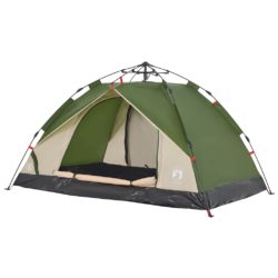 vidaXL Kuppeltelt for camping 3 personer grønn hurtigutløser