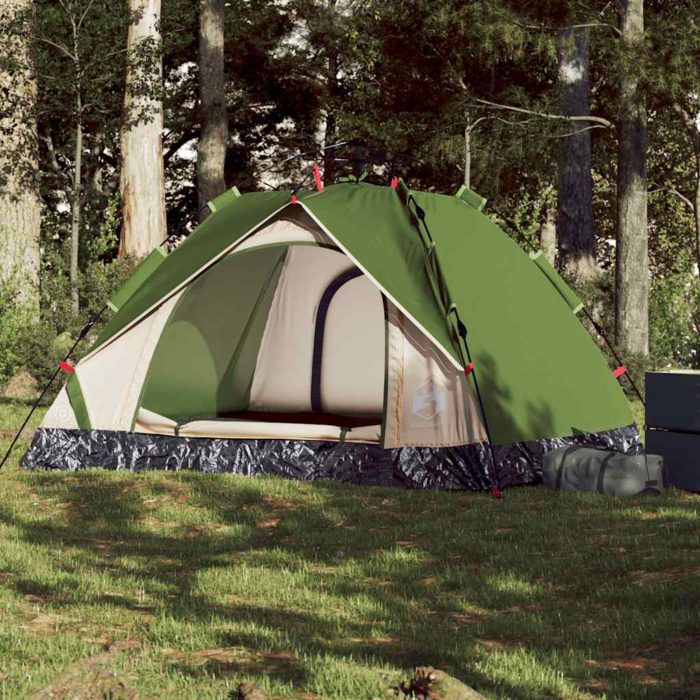 vidaXL Kuppeltelt for camping 3 personer grønn hurtigutløser