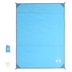 vidaXL Piknikteppe med knagger blå 205×155 cm
