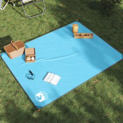 vidaXL Piknikteppe med knagger blå 205×155 cm