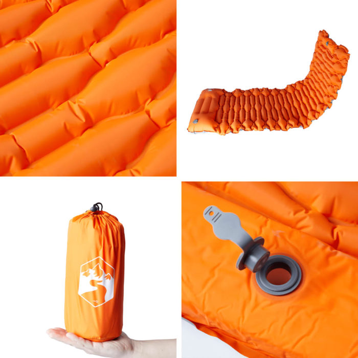 vidaXL Selvoppblåsende campingmadrass med pute for 1 person oransje