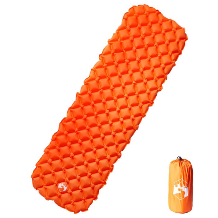 vidaXL Oppblåsende campingmadrass for 1 person oransje 190x58x6 cm