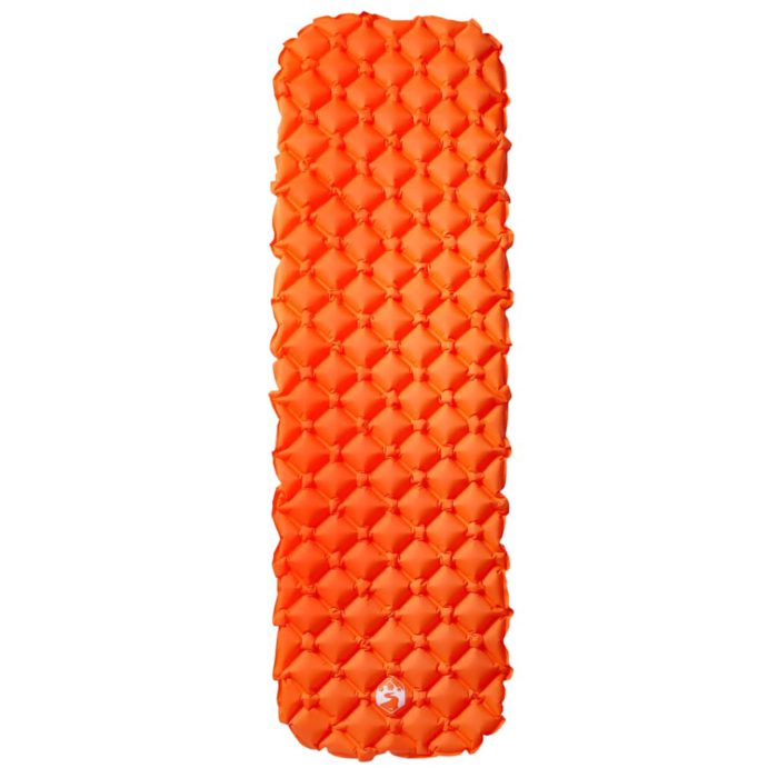 vidaXL Oppblåsende campingmadrass for 1 person oransje 190x58x6 cm
