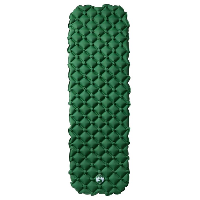 vidaXL Oppblåsende campingmadrass for 1 person grønn 190x58x6 cm