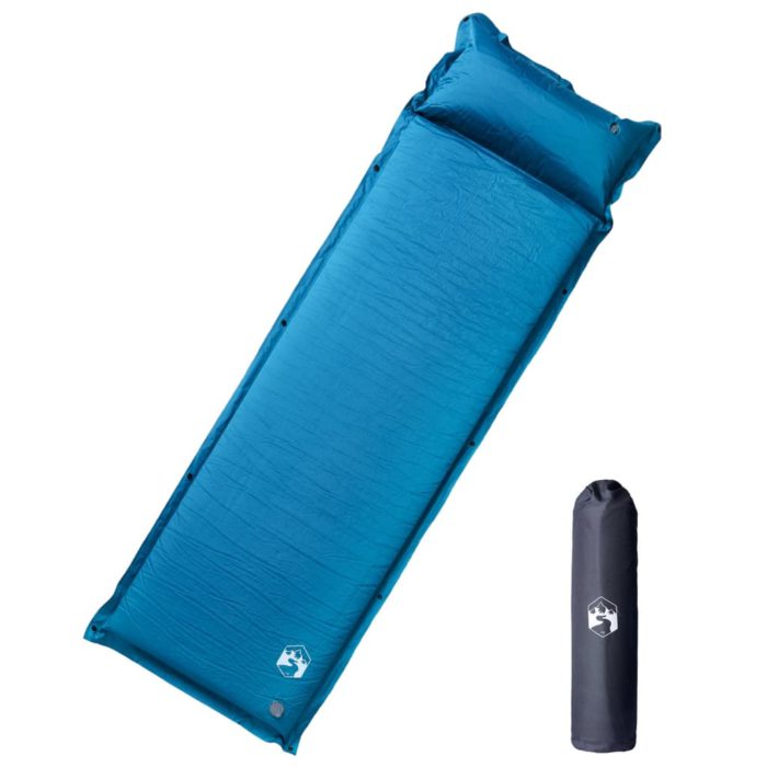 vidaXL Selvoppblåsende campingmadrass med pute for 1 person oransje