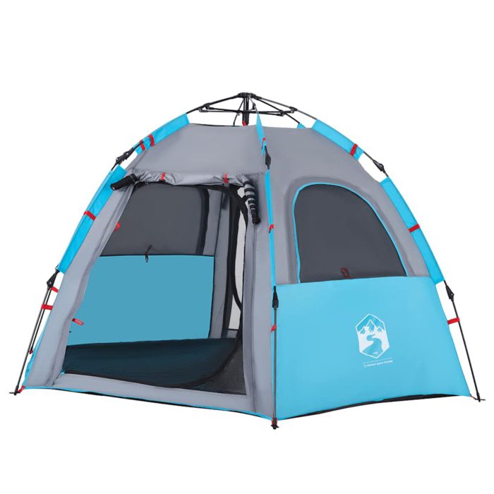 vidaXL Campingtelt 4 personer blå hurtigutløser