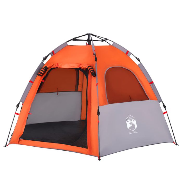 vidaXL Campingtelt 4 personer grå og oransje hurtigutløser