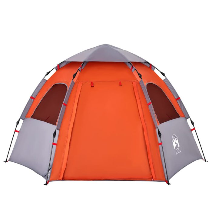 vidaXL Campingtelt 4 personer grå og oransje hurtigutløser