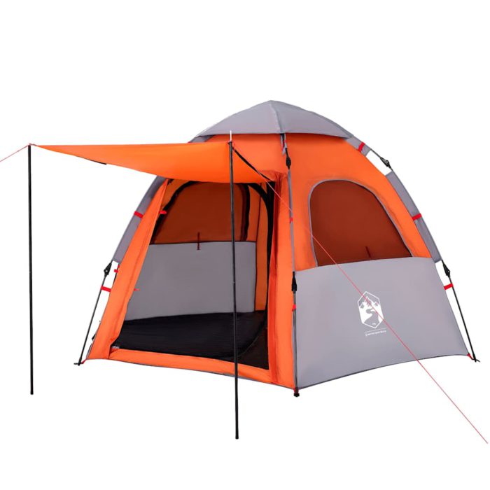 vidaXL Campingtelt 4 personer grå og oransje hurtigutløser