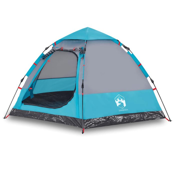 vidaXL Campingtelt 4 personer blå hurtigutløser