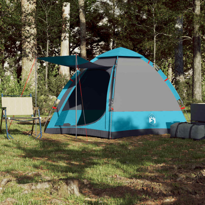 vidaXL Campingtelt 4 personer blå hurtigutløser