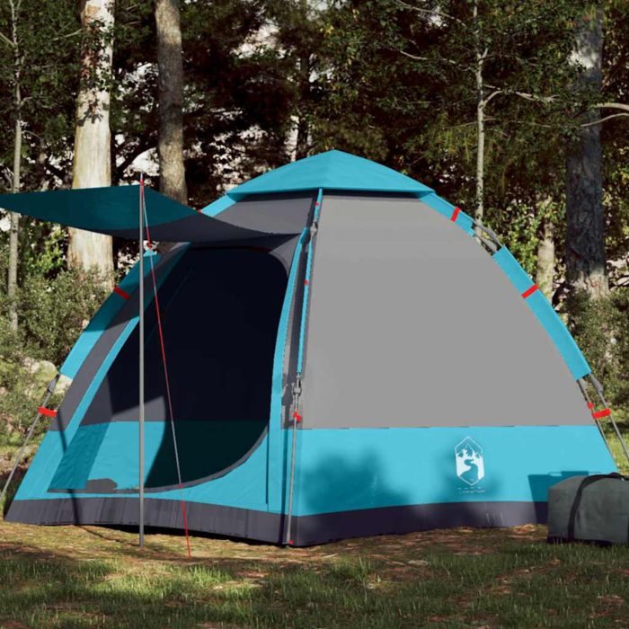 vidaXL Campingtelt 4 personer blå hurtigutløser