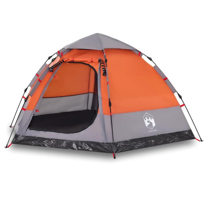 vidaXL Campingtelt 4 personer grå og oransje hurtigutløser