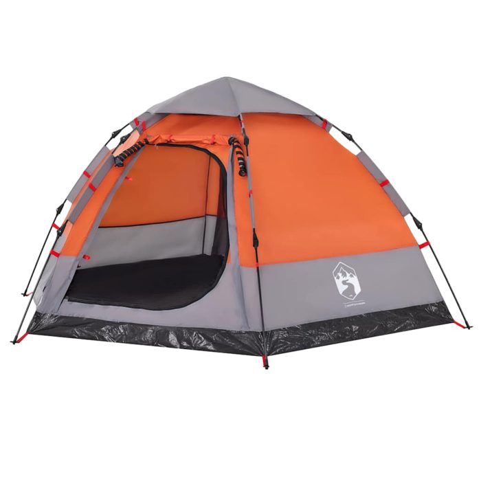 vidaXL Campingtelt 4 personer grå og oransje hurtigutløser