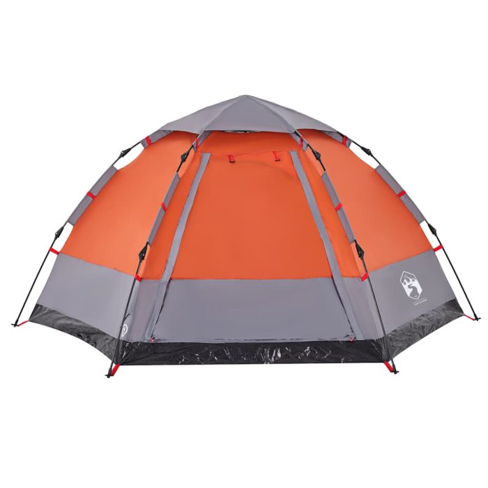 vidaXL Campingtelt 4 personer grå og oransje hurtigutløser