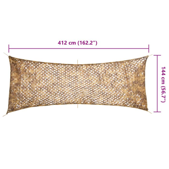 vidaXL Kamuflasjenett med oppbevaringspose 412×144 cm sand