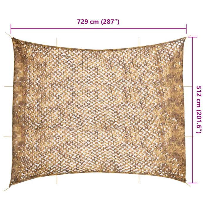 vidaXL Kamuflasjenett med oppbevaringspose 729×602 cm sand