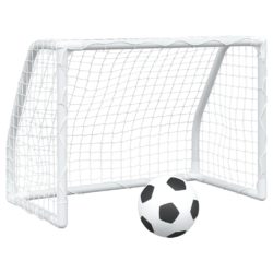 vidaXL Fotballmål for barn 2 stk med ball hvit 64x35x48 cm metall