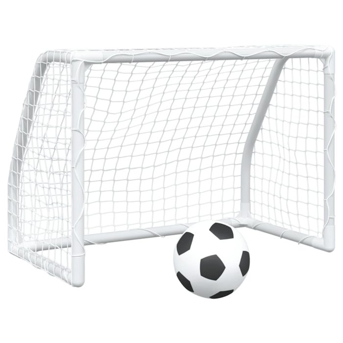 vidaXL Fotballmål for barn 2 stk med ball hvit 64x35x48 cm metall
