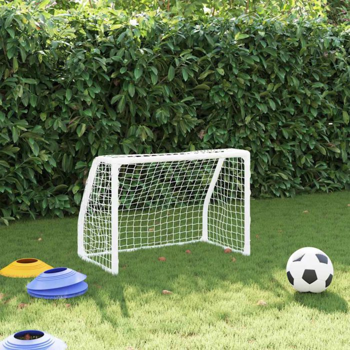 vidaXL Fotballmål for barn 2 stk med ball hvit 64x35x48 cm metall